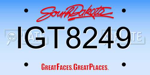 IGT8249 South Dakota License Plate