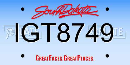 IGT8749 South Dakota License Plate