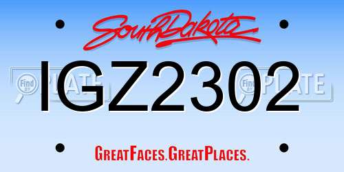 IGZ2302 South Dakota License Plate