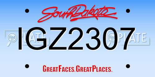 IGZ2307 South Dakota License Plate