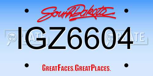 IGZ6604 South Dakota License Plate
