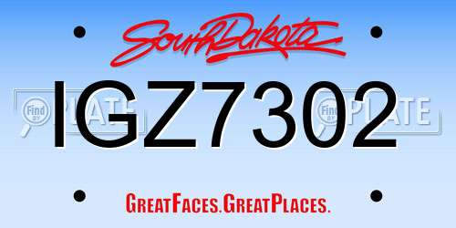 IGZ7302 South Dakota License Plate
