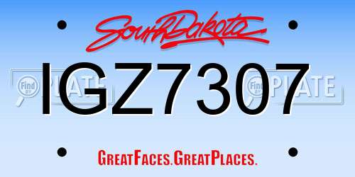 IGZ7307 South Dakota License Plate