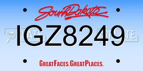 IGZ8249 South Dakota License Plate