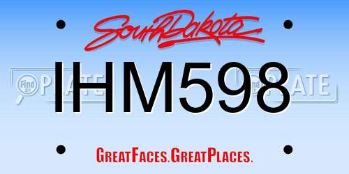 IHM598 South Dakota License Plate