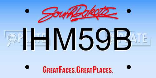 IHM59B South Dakota License Plate