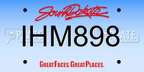 IHM898 South Dakota License Plate
