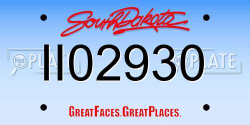 II02930 South Dakota License Plate