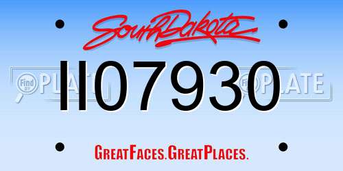 II07930 South Dakota License Plate