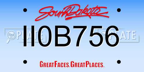 II0B756 South Dakota License Plate
