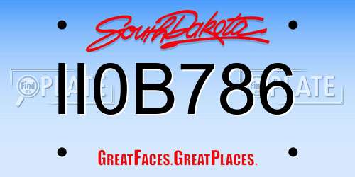 II0B786 South Dakota License Plate