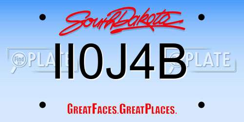 II0J4B South Dakota License Plate