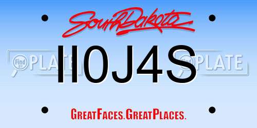 II0J4S South Dakota License Plate