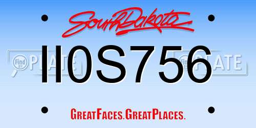II0S756 South Dakota License Plate