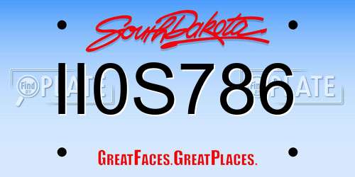 II0S786 South Dakota License Plate