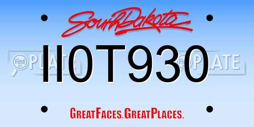 II0T930 South Dakota License Plate