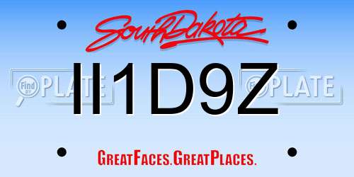 II1D9Z South Dakota License Plate