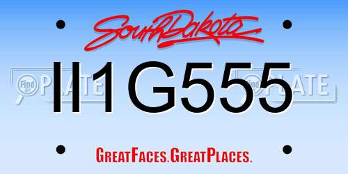 II1G555 South Dakota License Plate