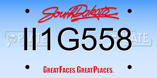 II1G558 South Dakota License Plate