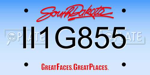 II1G855 South Dakota License Plate