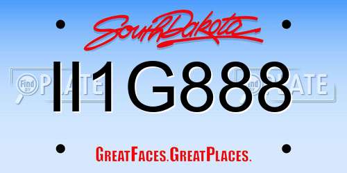 II1G888 South Dakota License Plate