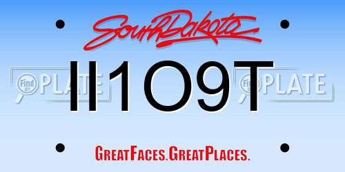 II1O9T South Dakota License Plate