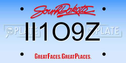 II1O9Z South Dakota License Plate