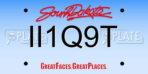 II1Q9T South Dakota License Plate