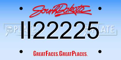 II22225 South Dakota License Plate