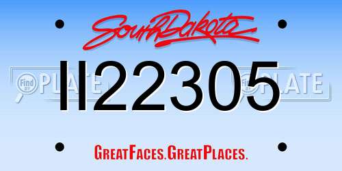 II22305 South Dakota License Plate