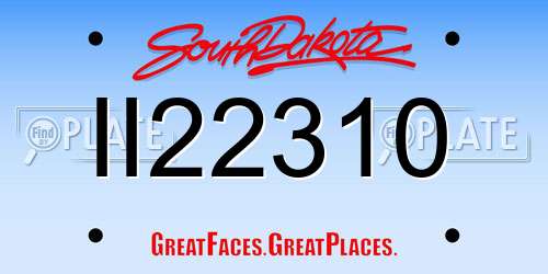 II22310 South Dakota License Plate