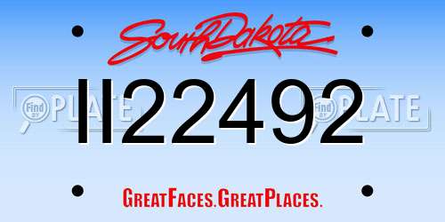 II22492 South Dakota License Plate