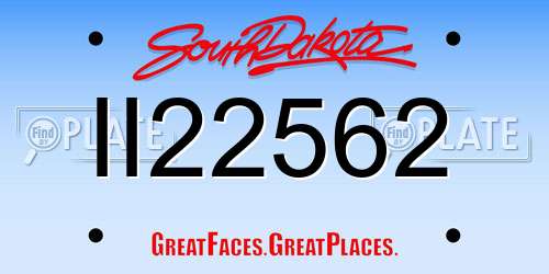 II22562 South Dakota License Plate