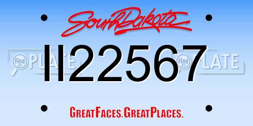 II22567 South Dakota License Plate