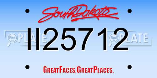 II25712 South Dakota License Plate