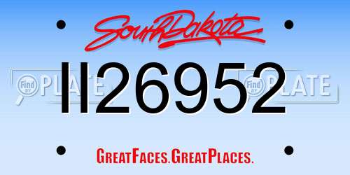 II26952 South Dakota License Plate