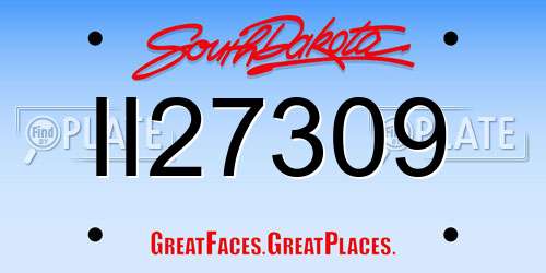 II27309 South Dakota License Plate