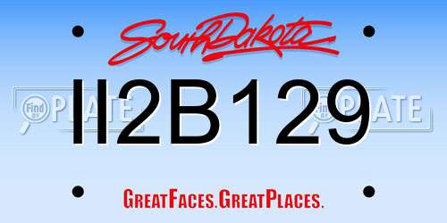 II2B129 South Dakota License Plate