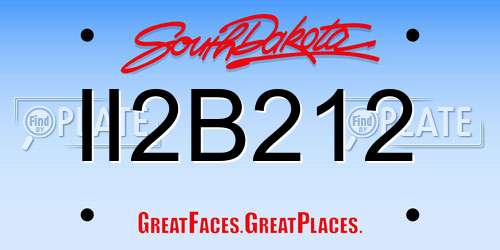 II2B212 South Dakota License Plate