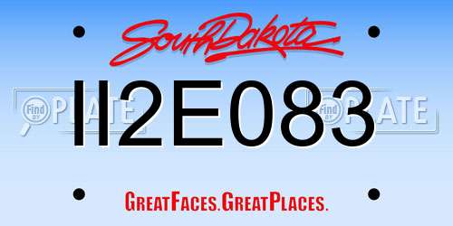 II2E083 South Dakota License Plate