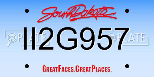 II2G957 South Dakota License Plate