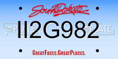 II2G982 South Dakota License Plate