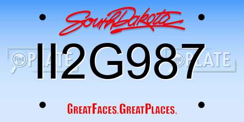 II2G987 South Dakota License Plate