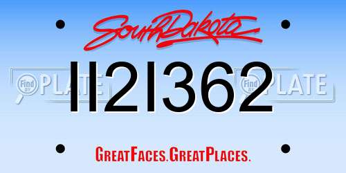 II2I362 South Dakota License Plate