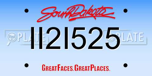 II2I525 South Dakota License Plate