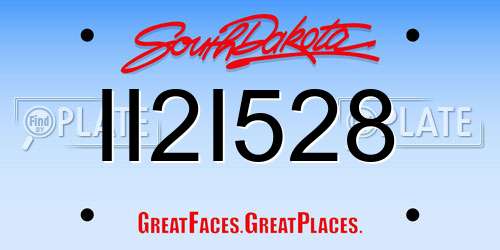 II2I528 South Dakota License Plate