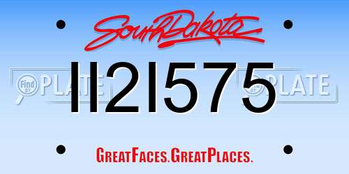 II2I575 South Dakota License Plate