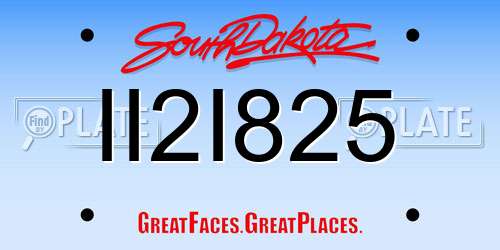 II2I825 South Dakota License Plate