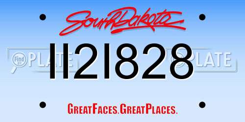 II2I828 South Dakota License Plate