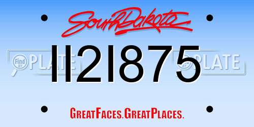 II2I875 South Dakota License Plate